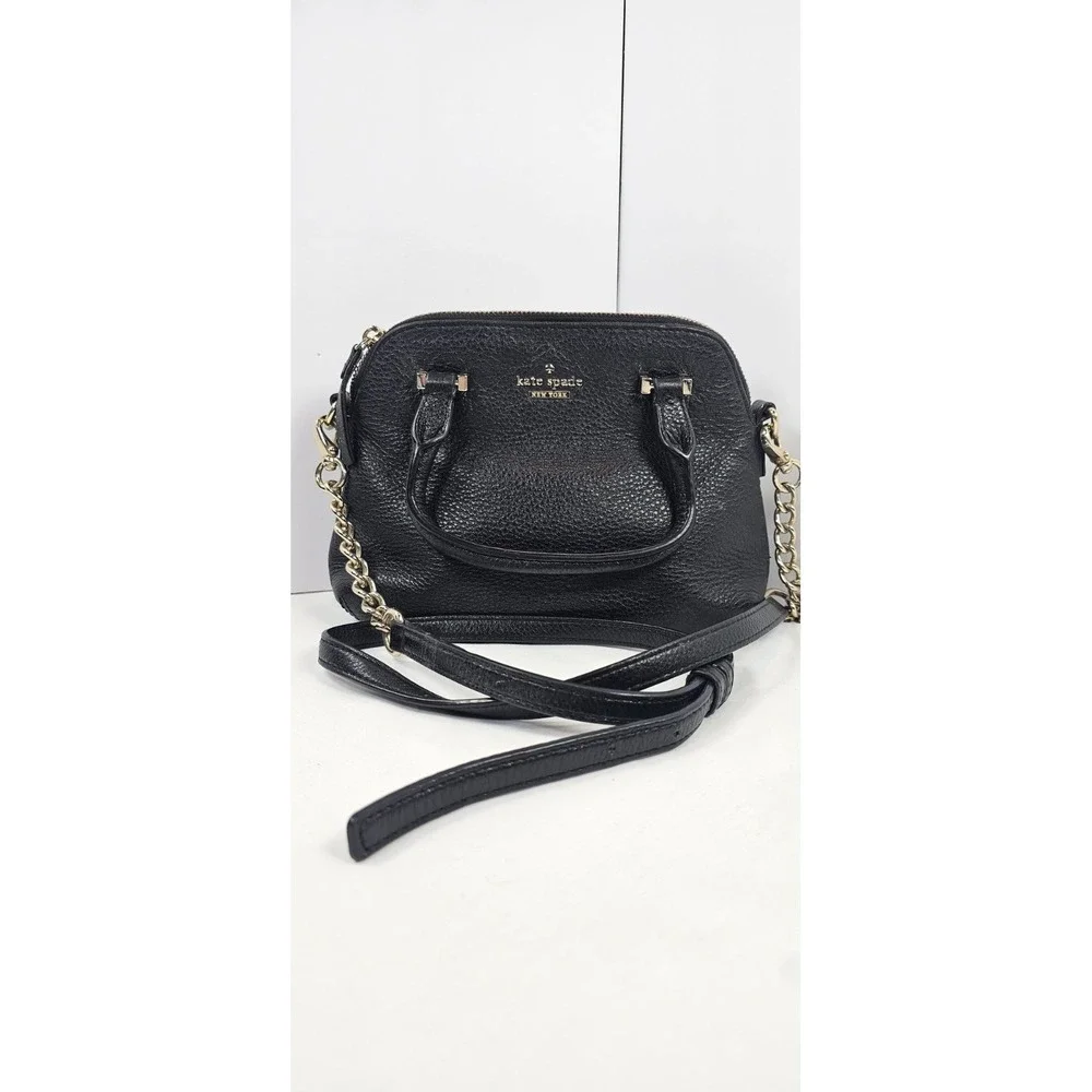 Kate Spade‎ New York Black Pebbled Leather Crossbody Satchel Gold Hardware